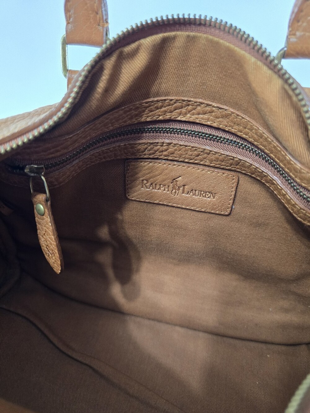 Ralph Lauren Vintage Speedy Dr Bag Pebble Saddle Tan Leather Satchel VTG 90s - Picture 14 of 16
